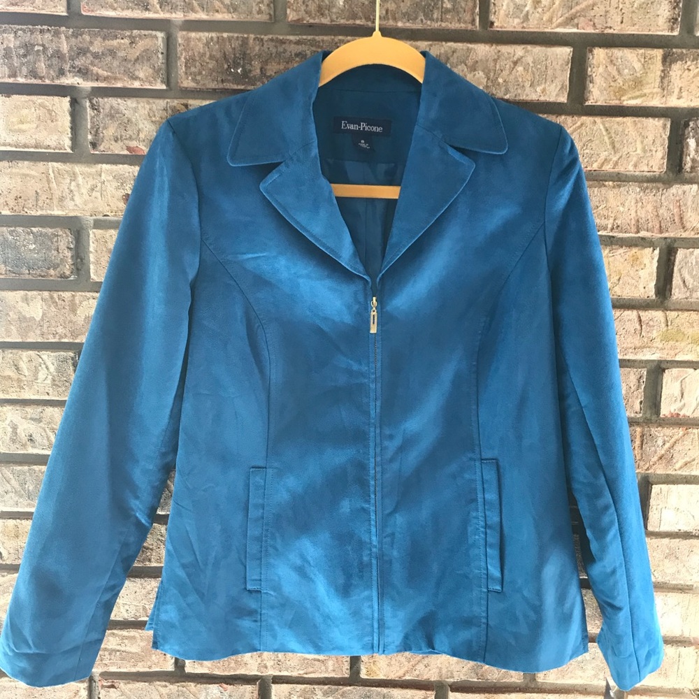 Evan Picone Teal Zip Up Jacket - Picture 1 of 7